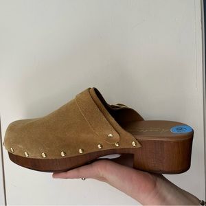 Size 6 1/2 Italian made slip on clogs wooden bottom with tags and never worn!
